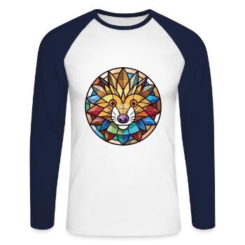 Hérisson Aquarelle colorée Illustration d’animaux - T-shirt baseball manches longues Homme - blanc/marine - Devant - Nik (191cm)