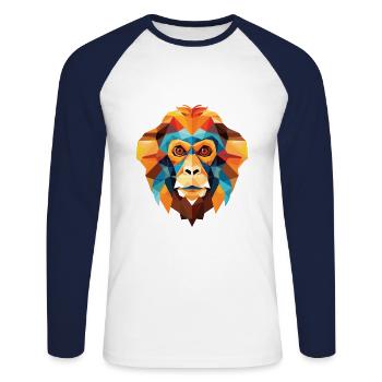 singe ouistiti coloré aquarelle animal dessin animé - T-shirt baseball manches longues Homme - blanc/marine - Devant - Nik (191cm)