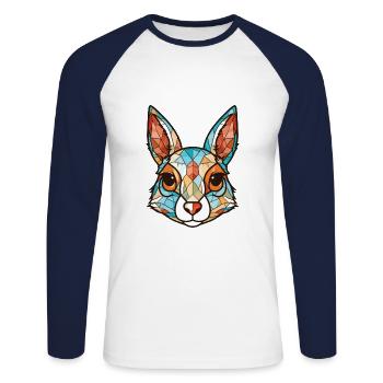 Squirrel Colorful Watercolor Animal Illustration - Unisex Long Sleeve Baseball T-Shirt - white/navy - Front - Nik (191cm)