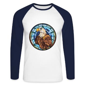 Eagle Colorful Watercolor Animal Pet Illustration - Unisex Long Sleeve Baseball T-Shirt - white/navy - Front - Nik (191cm)