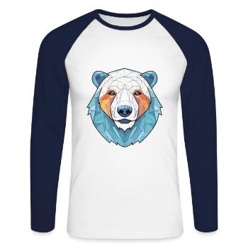 Eisbär Bunte Aquarell-Tierillustration - Unisex Baseballshirt langarm - Weiß/Navy - Vorne - Nik (191cm)