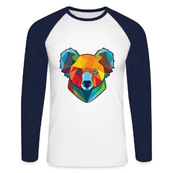 Koala Buntes Aquarell Tier Haustier Illustration - Unisex Baseballshirt langarm - Weiß/Navy - Vorne - Nik (191cm)
