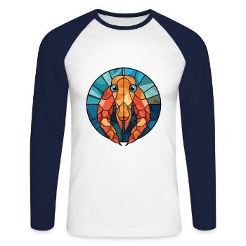 Shrimp Colorful Watercolor Animal Pet Illustration - Unisex Long Sleeve Baseball T-Shirt - white/navy - Front - Nik (191cm)