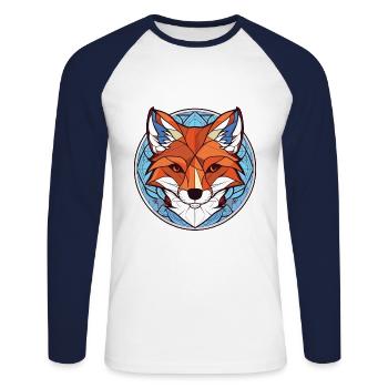 Fuchs Buntes Aquarell Tier Haustier Illustration - Unisex Baseballshirt langarm - Weiß/Navy - Vorne - Nik (191cm)