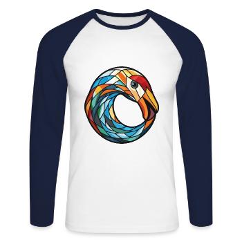 Cygne Aquarelle colorée Animal Animal Illustration - T-shirt baseball manches longues Homme - blanc/marine - Devant - Nik (191cm)