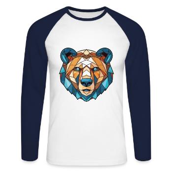 ours coloré aquarelle animal animal illustration - T-shirt baseball manches longues Homme - blanc/marine - Devant - Nik (191cm)