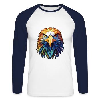 Eagle Colorful Watercolor Animal Pet Illustration - Unisex Long Sleeve Baseball T-Shirt - white/navy - Front - Nik (191cm)