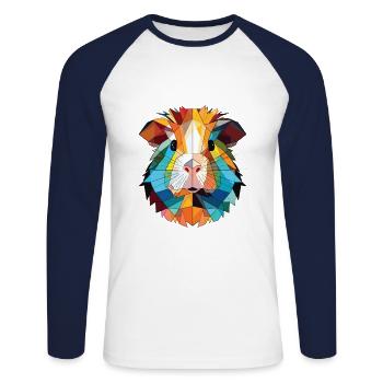 Guinea Pig Colorful Watercolor Animal Illustration - Unisex Long Sleeve Baseball T-Shirt - white/navy - Front - Nik (191cm)