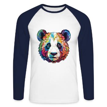 Panda Buntes Aquarell Tier Haustier Illustration - Unisex Baseballshirt langarm - Weiß/Navy - Vorne - Nik (191cm)