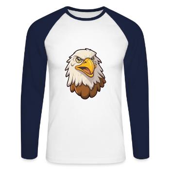 Eagle Cartoon Kawaii Watercolor Illustration - Unisex Long Sleeve Baseball T-Shirt - white/navy - Front - Nik (191cm)