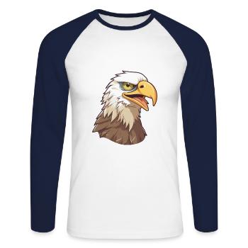 Eagle Cartoon Kawaii Watercolor Illustration - Unisex Long Sleeve Baseball T-Shirt - white/navy - Front - Nik (191cm)