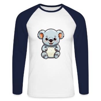 koala Cartoon Kawaii Aquarelle Illustration - T-shirt baseball manches longues Homme - blanc/marine - Devant - Nik (191cm)