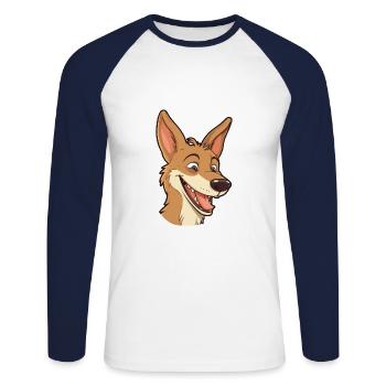Coyote Cartoon Kawaii Watercolor Illustration - Unisex Long Sleeve Baseball T-Shirt - white/navy - Front - Nik (191cm)