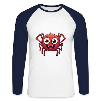 Spider Cartoon Kawaii Aquarelle Illustration - T-shirt baseball manches longues Homme - blanc/marine - Devant - Nik (191cm)