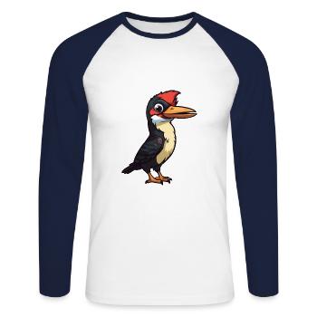 Pic Cartoon Kawaii Aquarelle Illustration - T-shirt baseball manches longues Homme - blanc/marine - Devant - Nik (191cm)