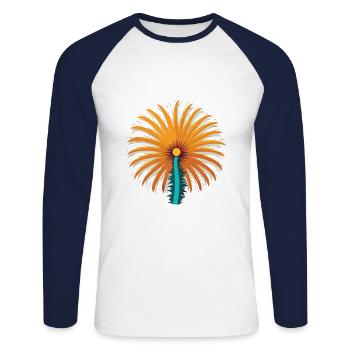 Feather Star Cartoon Kawaii Illustration colorée - T-shirt baseball manches longues Homme - blanc/marine - Devant - Nik (191cm)