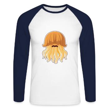 Lions crinière méduse dessin animé kawaii illustration - T-shirt baseball manches longues Homme - blanc/marine - Devant - Nik (191cm)