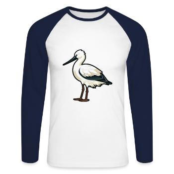 Avocet Cartoon Kawaii Watercolor Illustration - Unisex Long Sleeve Baseball T-Shirt - white/navy - Front - Nik (191cm)