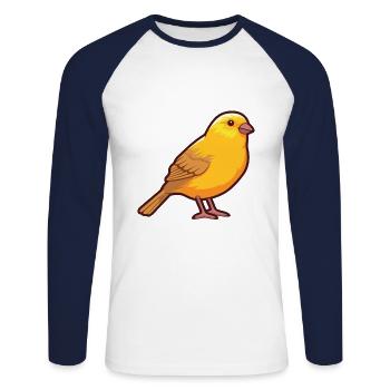 Canary Cartoon Kawaii Aquarelle Illustration - T-shirt baseball manches longues Homme - blanc/marine - Devant - Nik (191cm)