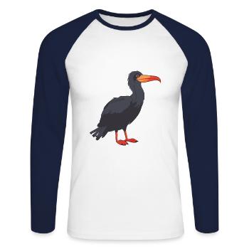 Frigatebird Cartoon Kawaii Aquarelle Illustration - T-shirt baseball manches longues Homme - blanc/marine - Devant - Nik (191cm)