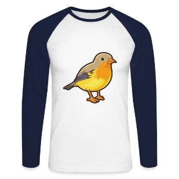 Finch Cartoon Kawaii Aquarelle Illustration - T-shirt baseball manches longues Homme - blanc/marine - Devant - Nik (191cm)
