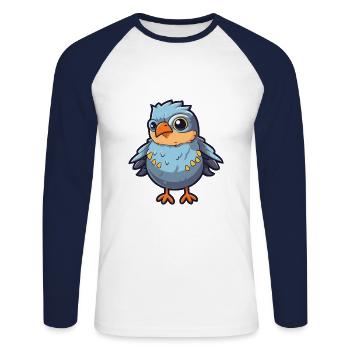 Cuckoo Cartoon Kawaii Watercolor Illustration - Unisex Long Sleeve Baseball T-Shirt - white/navy - Front - Nik (191cm)