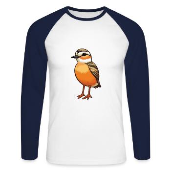 Dotterel Cartoon Kawaii Aquarelle Illustration - T-shirt baseball manches longues Homme - blanc/marine - Devant - Nik (191cm)
