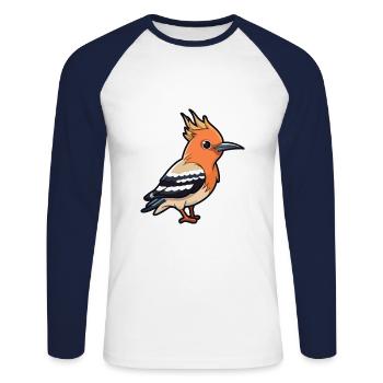 Hoopoe Cartoon Kawaii Watercolor Illustration - Unisex Long Sleeve Baseball T-Shirt - white/navy - Front - Nik (191cm)