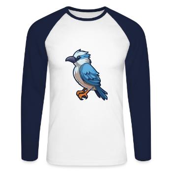 Jay Cartoon Kawaii Aquarellillustration - Unisex Baseballshirt langarm - Weiß/Navy - Vorne - Nik (191cm)
