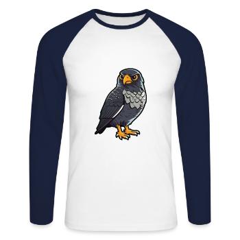 Nighthawk Cartoon Kawaii Aquarelle Illustration - T-shirt baseball manches longues Homme - blanc/marine - Devant - Nik (191cm)
