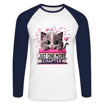 Just one more chapter Bookworm Cat - Unisex Long Sleeve Baseball T-Shirt - white/navy - Front - Nik (191cm)