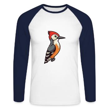 Pic Cartoon Kawaii Aquarelle Illustration - T-shirt baseball manches longues Homme - blanc/marine - Devant - Nik (191cm)
