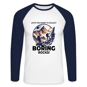 Bergsteiger Fels Sammeln Sammler Geologie - Unisex Baseballshirt langarm - Weiß/Navy - Vorne - Nik (191cm)