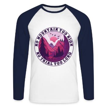 Pas de montagne trop haute, pas de chemin trop long - T-shirt baseball manches longues Homme - blanc/marine - Devant - Nik (191cm)