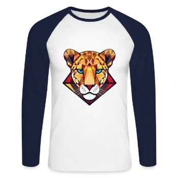 Gepard bunte Aquarell-Tier-Illustration - Unisex Baseballshirt langarm - Weiß/Navy - Vorne - Nik (191cm)
