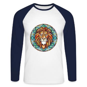 Lion aquarelle colorée Animal animal Illustration d’animaux de compagnie - T-shirt baseball manches longues Homme - blanc/marine - Devant - Nik (191cm)