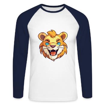 Liger Hybrid-Löwe Tiger Katze Karikatur Aquarell Kunst - Unisex Baseballshirt langarm - Weiß/Navy - Vorne - Nik (191cm)
