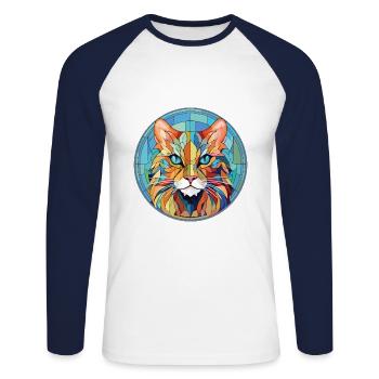 Laperm Cat Breed Illustration aquarelle colorée - T-shirt baseball manches longues Homme - blanc/marine - Devant - Nik (191cm)