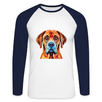 Alpine Mastiff Dog Breed Watercolor Illustration - Unisex Long Sleeve Baseball T-Shirt - white/navy - Front - Nik (191cm)