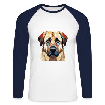 Anatolian Shepherd Dog Breed Colorful Watercolor - Unisex Long Sleeve Baseball T-Shirt - white/navy - Front - Nik (191cm)