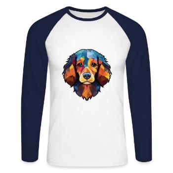 Anglos Français De Petite Venerie Chien Aquarelle - T-shirt baseball manches longues Homme - blanc/marine - Devant - Nik (191cm)