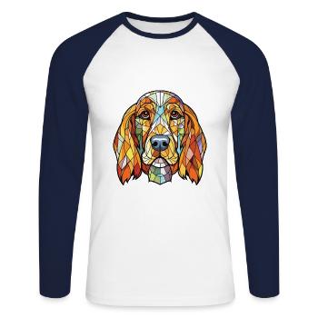 Basset Fauve De Bretagne Dog Breed Watercolor - Unisex Long Sleeve Baseball T-Shirt - white/navy - Front - Nik (191cm)