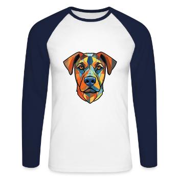 Berger De Beauce Dog Breed Watercolor Illustration - Unisex Long Sleeve Baseball T-Shirt - white/navy - Front - Nik (191cm)