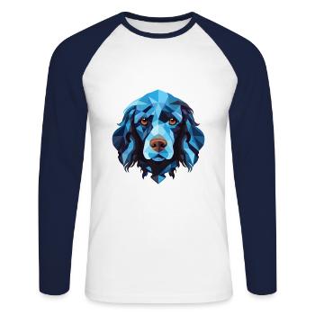 Blaue Picardie Spaniel Hunderasse buntes Aquarell - Unisex Baseballshirt langarm - Weiß/Navy - Vorne - Nik (191cm)