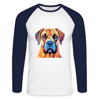 Boerboel Dog Breed Watercolor Glass Illustration - Unisex Long Sleeve Baseball T-Shirt - white/navy - Front - Nik (191cm)