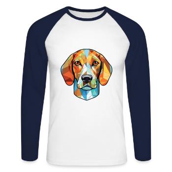 Kanarischer Warren Hund Hunderasse Aquarellglas - Unisex Baseballshirt langarm - Weiß/Navy - Vorne - Nik (191cm)