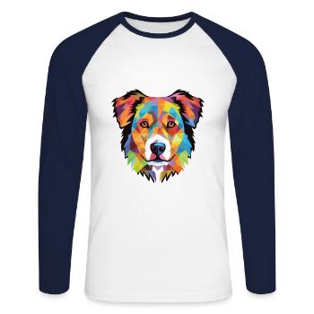 Carpathian Shepherd Dog Breed Colorful Watercolor - Unisex Long Sleeve Baseball T-Shirt - white/navy - Front - Nik (191cm)