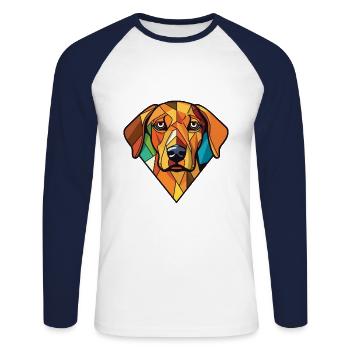 Braque Du Bourbonnais Hunderasse Aquarellglas - Unisex Baseballshirt langarm - Weiß/Navy - Vorne - Nik (191cm)