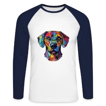 Cao De Castro Laboreiro Hunderasse Aquarellglas - Unisex Baseballshirt langarm - Weiß/Navy - Vorne - Nik (191cm)