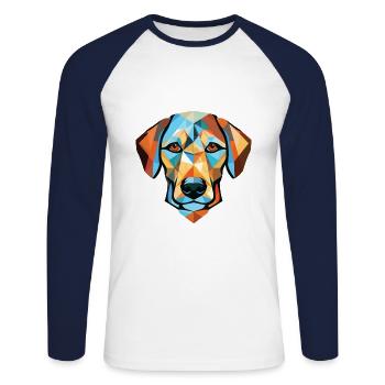 Braque Francais Dog Breed Watercolor Illustration - Unisex Long Sleeve Baseball T-Shirt - white/navy - Front - Nik (191cm)